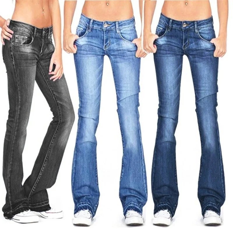 Lovitzo - Mode | Women’s low - rise flared jeans: casual vintage skinny bell - bottom jeans - Lovitzo