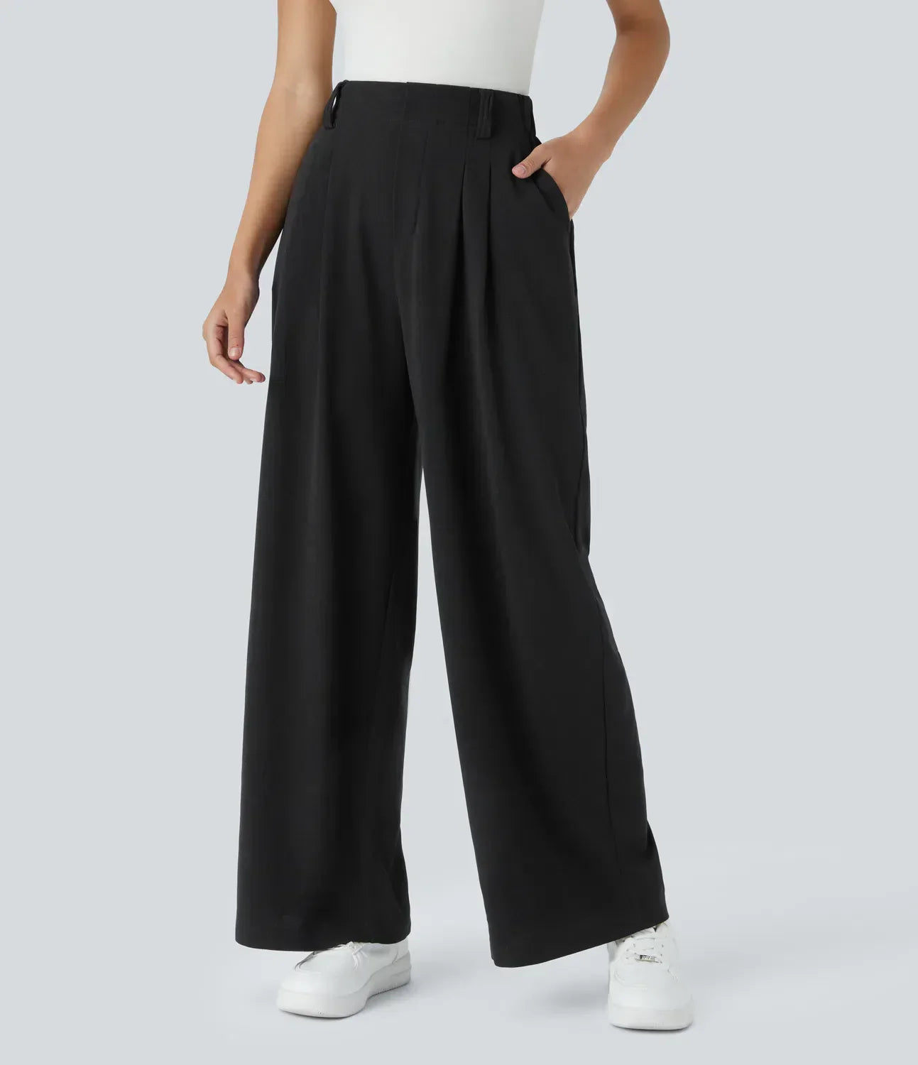 PantsPoise™ / Elegant Elasticated High-Waisted Trousers