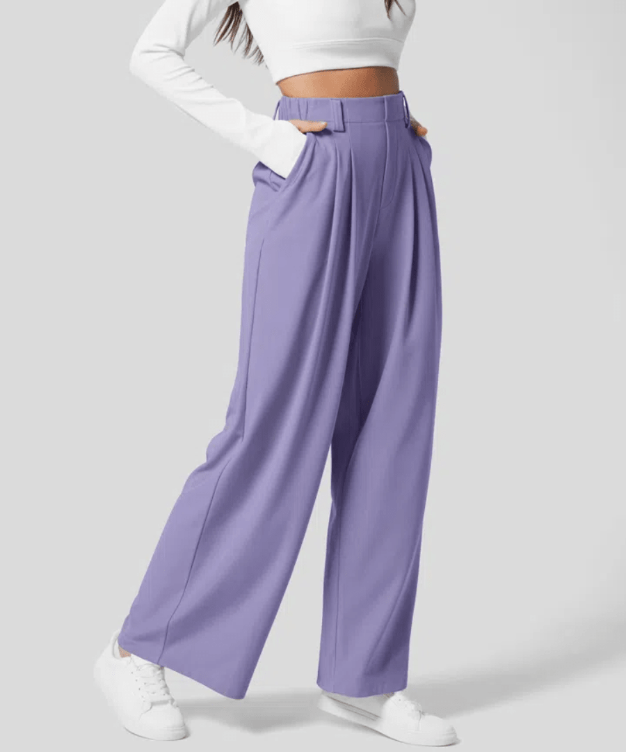 PantsPoise™ / Elegant Elasticated High - Waisted Trousers - Lovitzo