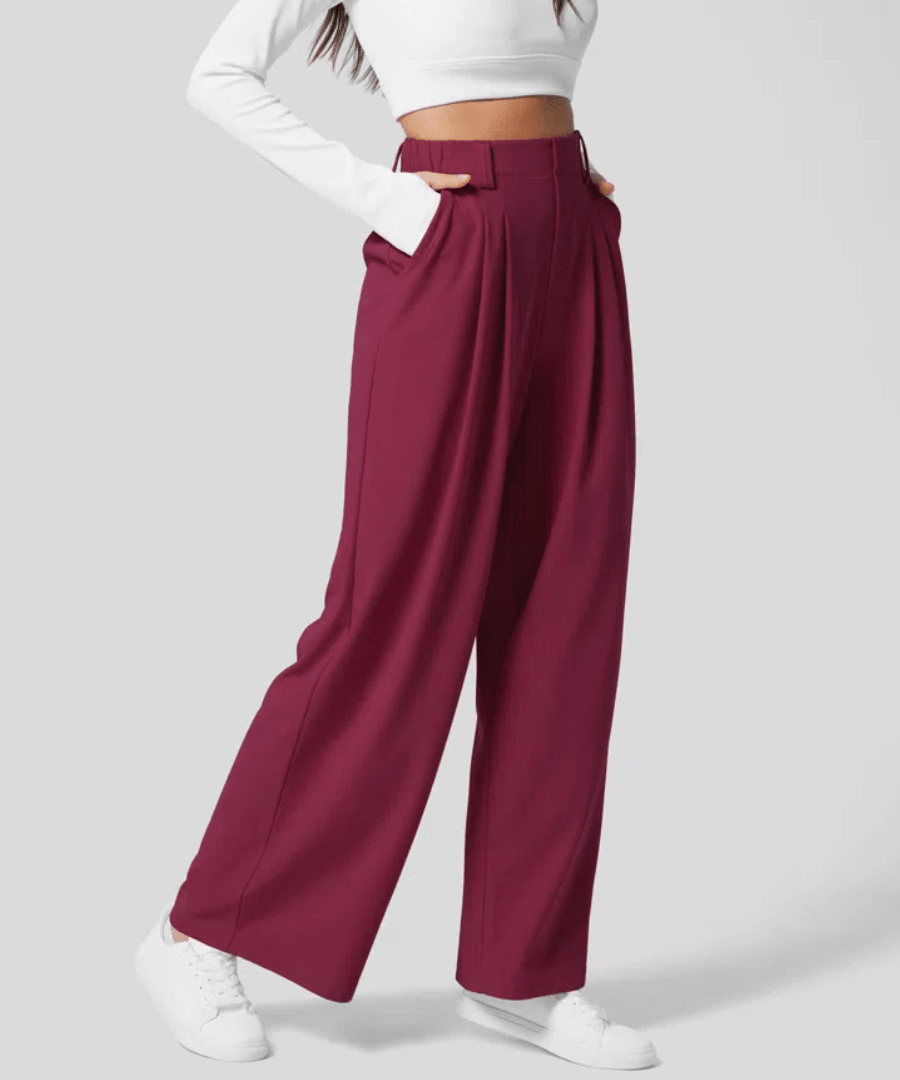 PantsPoise™ / Elegant Elasticated High - Waisted Trousers - Lovitzo