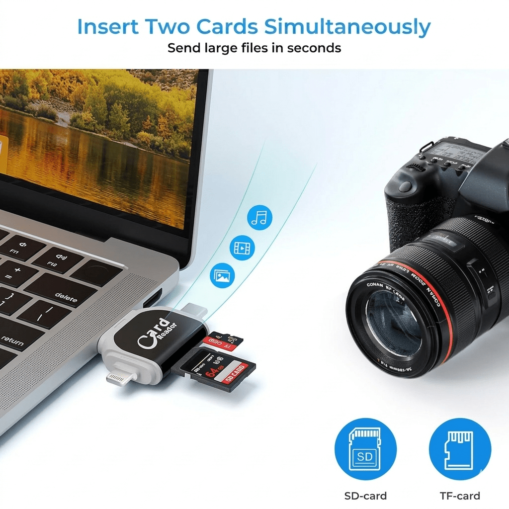 Portix 4 - in - 1 SD Card Reader – USB - C & USB 3.0 - Lovitzo