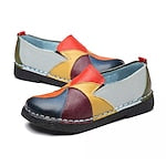 Damen-Loafer aus buntem Patchwork-Kunstleder | lässige Schlupfschuhe mit handgenähtem Design für den täglichen Gebrauch und Komfort #9272746