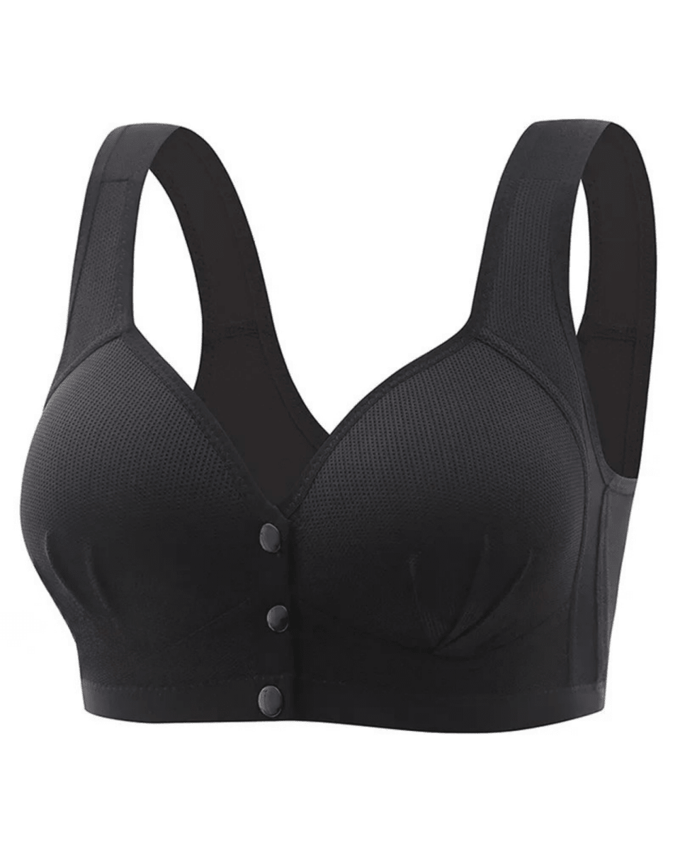 PureComfort - Wireless Lifting Bra with Button Front and Ruched Push Up Design - Lovitzo
