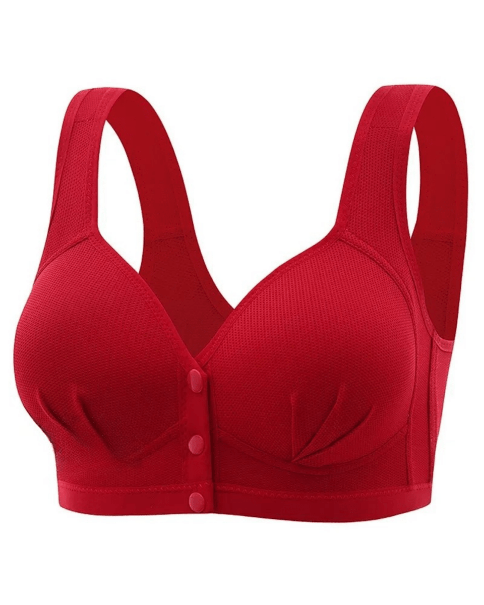 PureComfort - Wireless Lifting Bra with Button Front and Ruched Push Up Design - Lovitzo