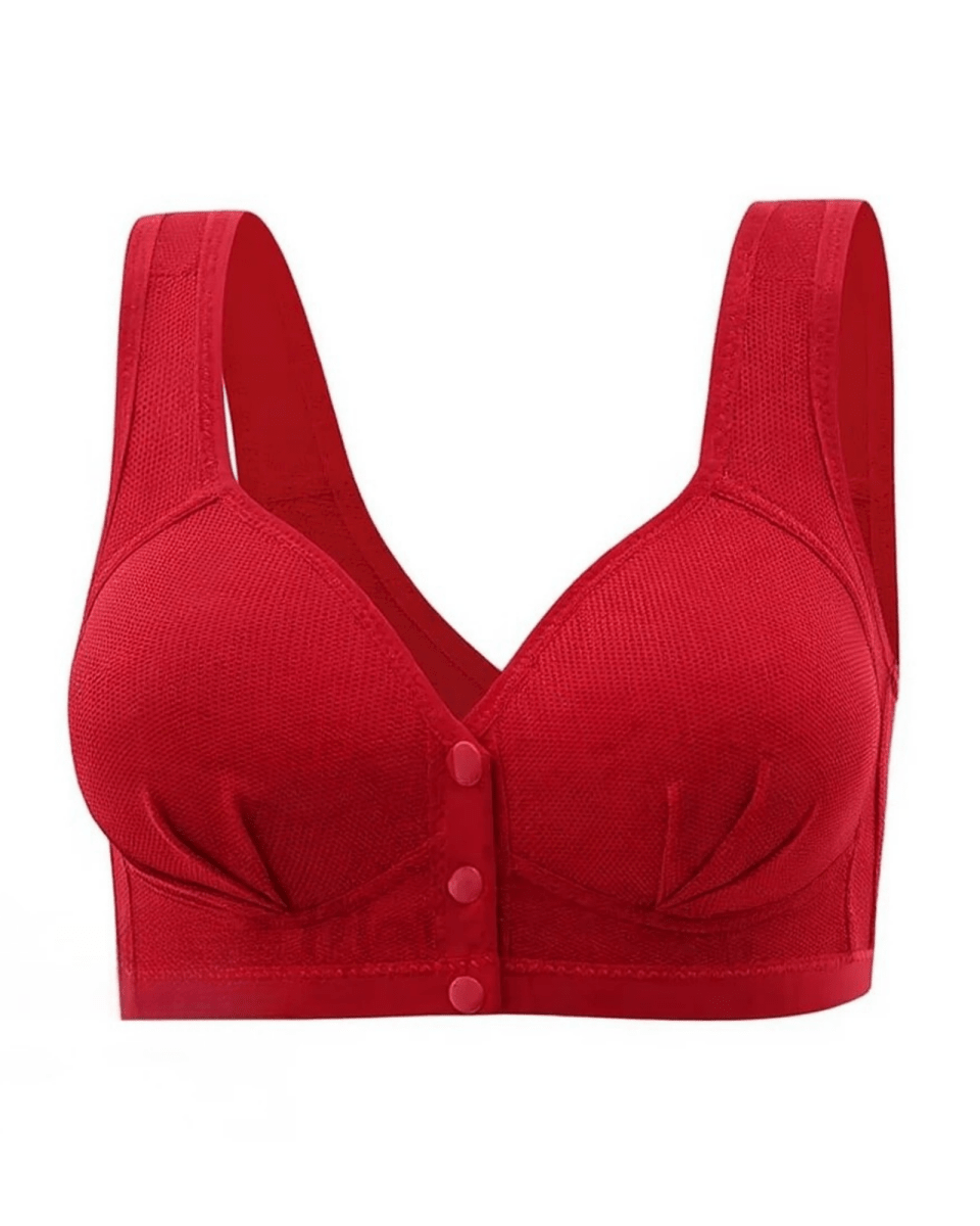 PureComfort - Wireless Lifting Bra with Button Front and Ruched Push Up Design - Lovitzo