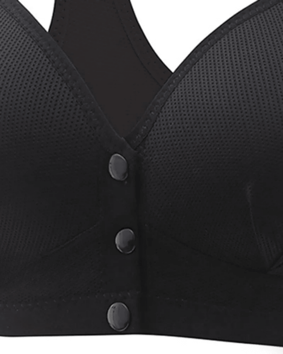 PureComfort - Wireless Lifting Bra with Button Front and Ruched Push Up Design - Lovitzo