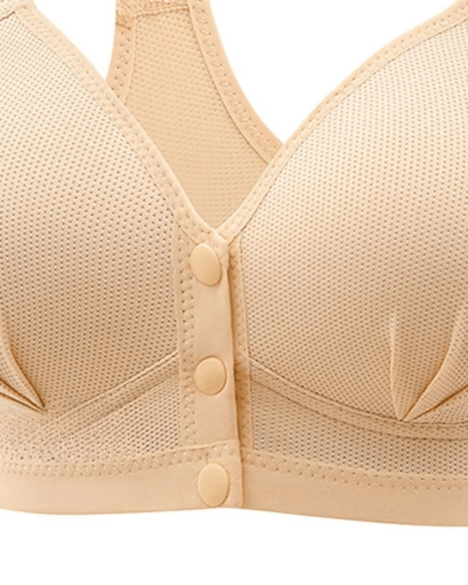 PureComfort - Wireless Lifting Bra with Button Front and Ruched Push Up Design - Lovitzo