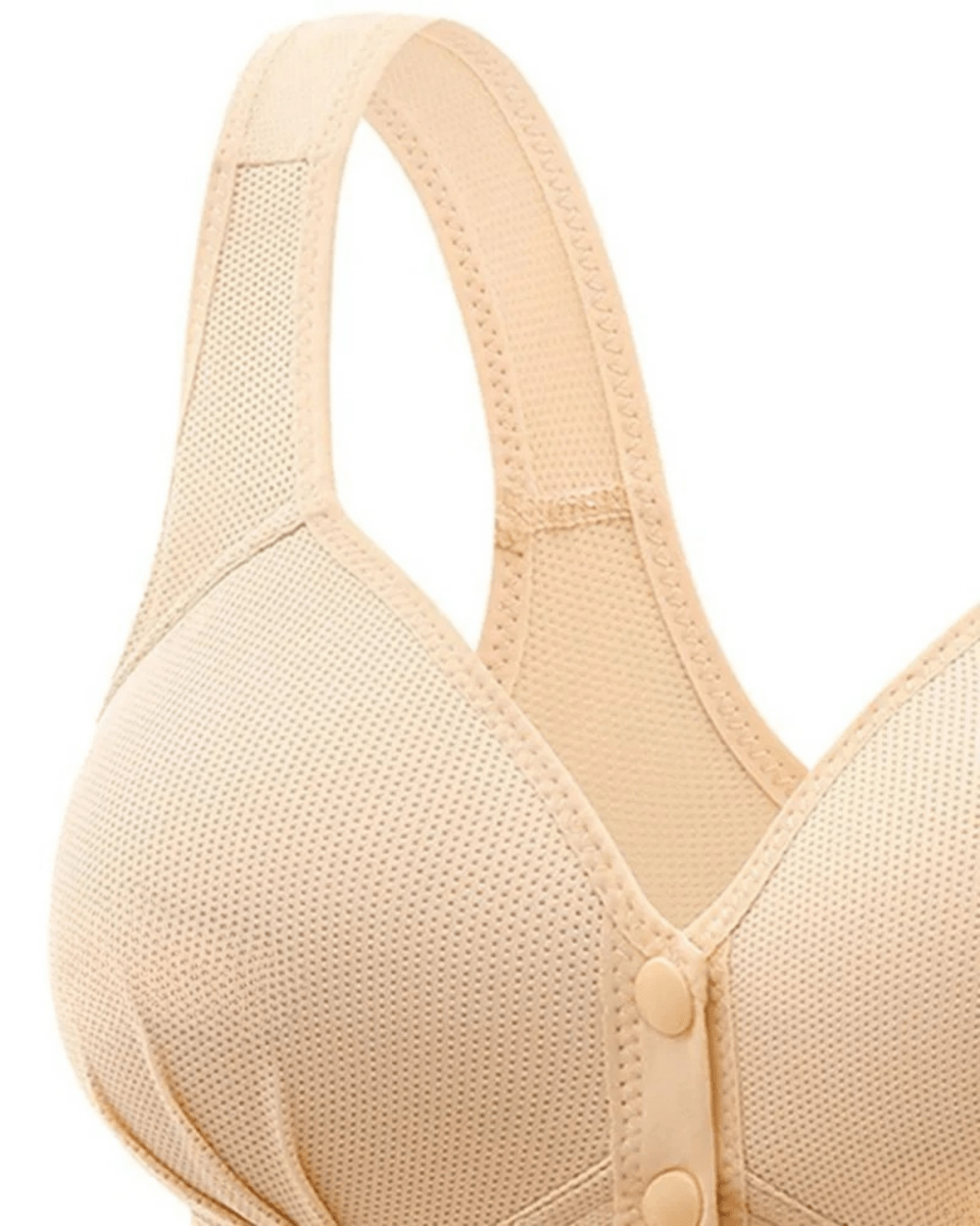 PureComfort - Wireless Lifting Bra with Button Front and Ruched Push Up Design - Lovitzo