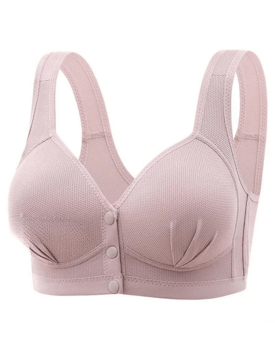 PureComfort - Wireless Lifting Bra with Button Front and Ruched Push Up Design - Lovitzo