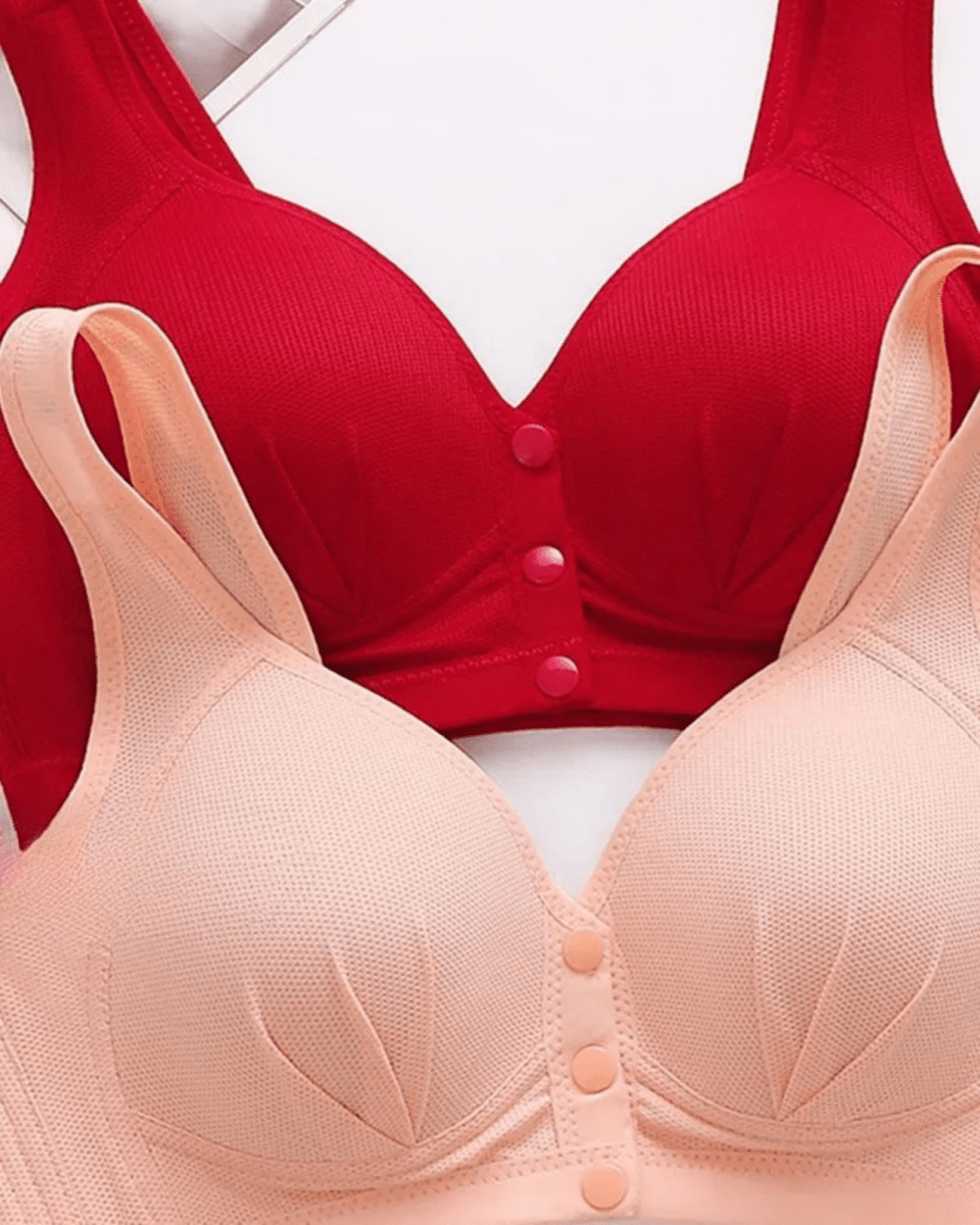 PureComfort - Wireless Lifting Bra with Button Front and Ruched Push Up Design - Lovitzo
