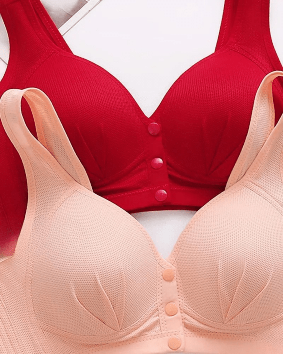 PureComfort - Wireless Lifting Bra with Button Front and Ruched Push Up Design - Lovitzo