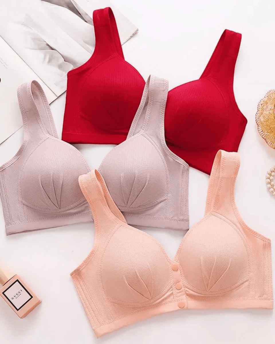 PureComfort - Wireless Lifting Bra with Button Front and Ruched Push Up Design - Lovitzo