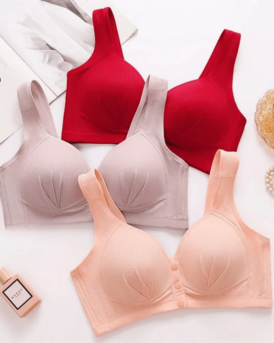 PureComfort - Wireless Lifting Bra with Button Front and Ruched Push Up Design - Lovitzo