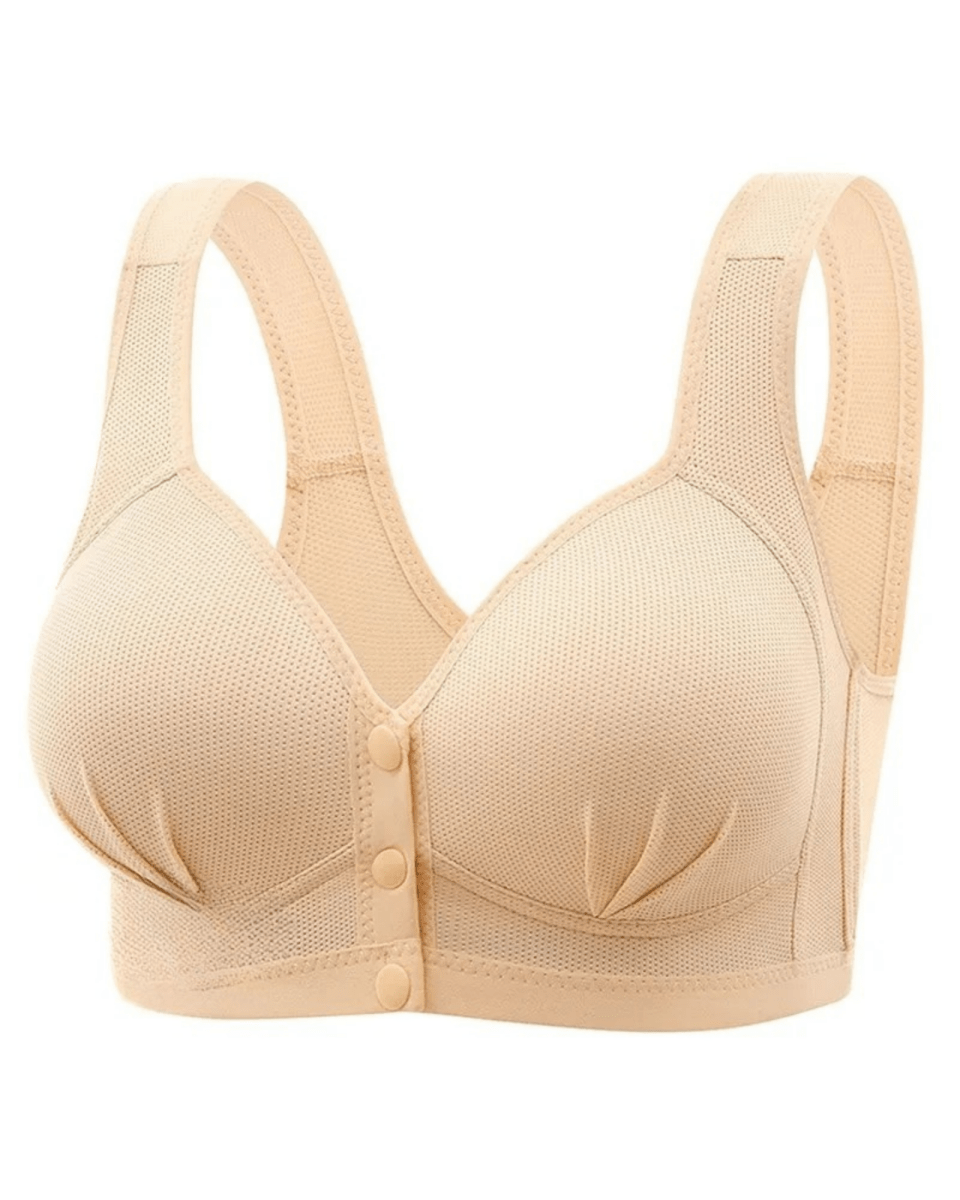PureComfort - Wireless Lifting Bra with Button Front and Ruched Push Up Design - Lovitzo