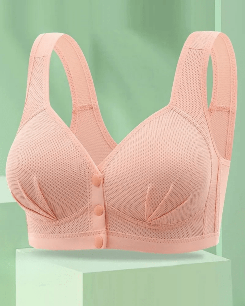 PureComfort - Wireless Lifting Bra with Button Front and Ruched Push Up Design - Lovitzo