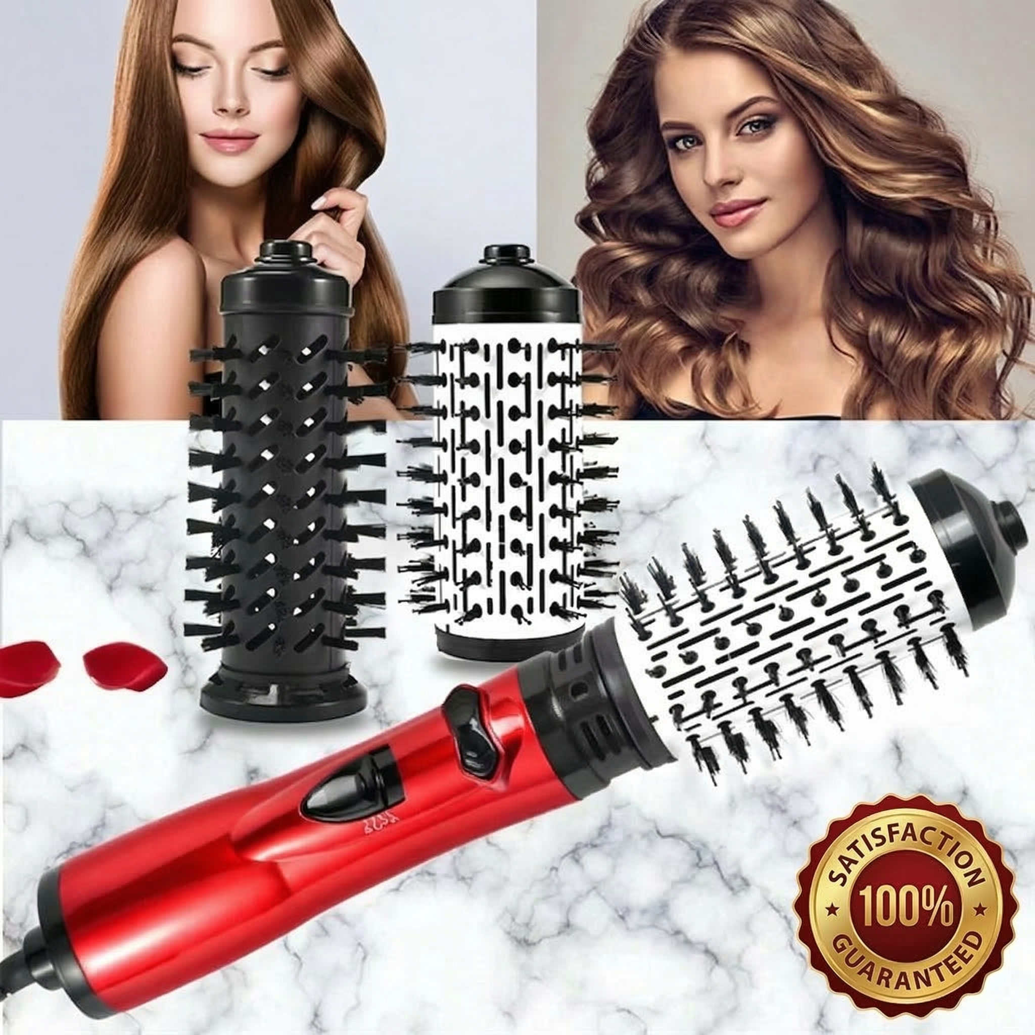 Modelador e Secador de Cabelo 3 em 1 com Ar Quente Rotativo | Modele com Brilho, Proteja Seu Cabelo