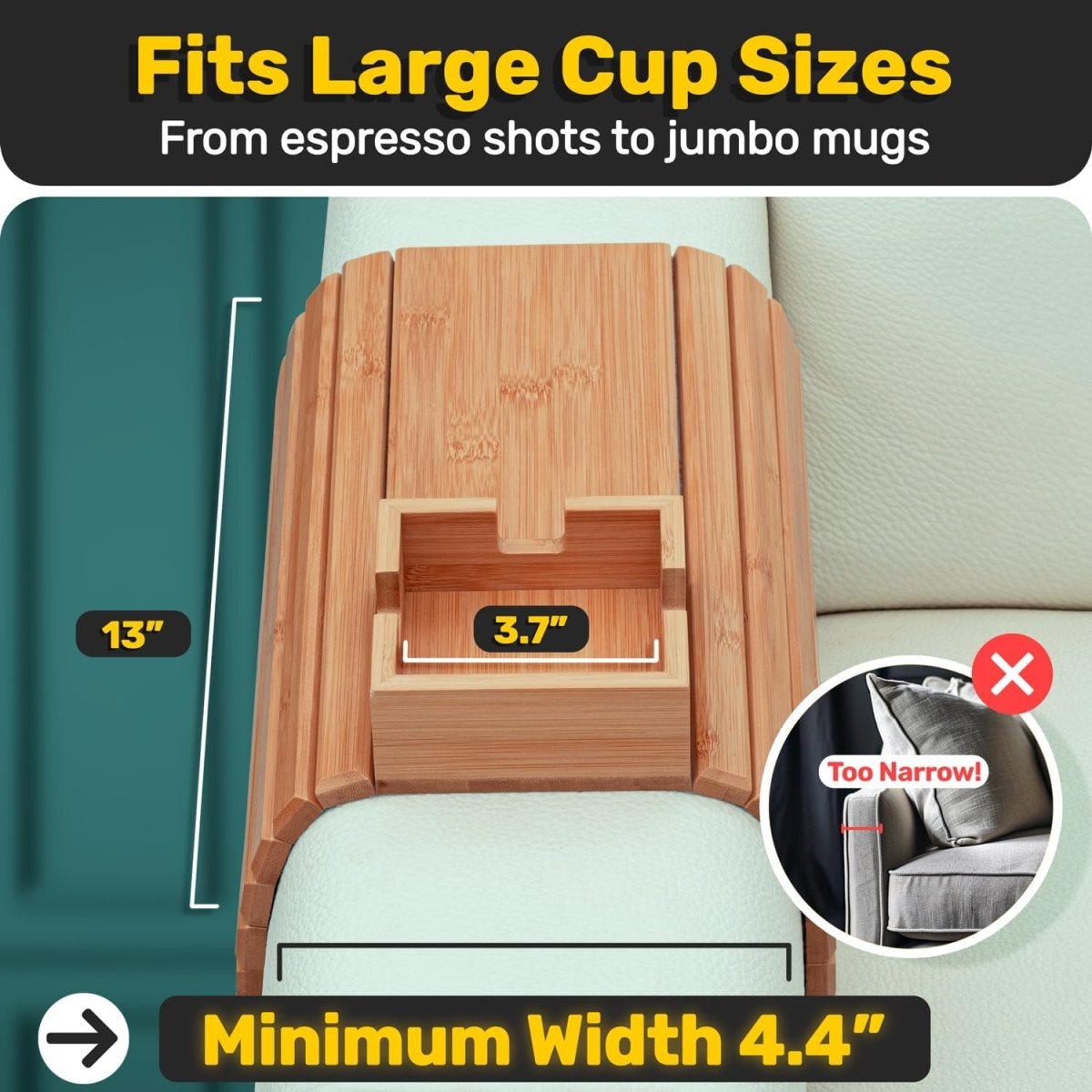 SofaSip™ / Bamboo Couch Cup Holder – Your Sofa’s Best Friend - Lovitzo