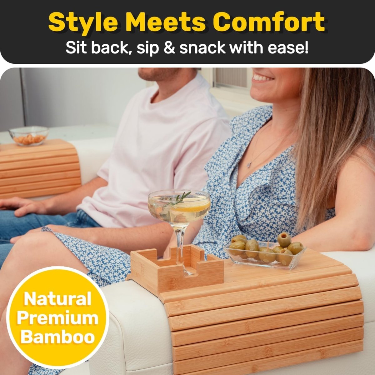 SofaSip™ / Bamboo Couch Cup Holder – Your Sofa’s Best Friend - Lovitzo