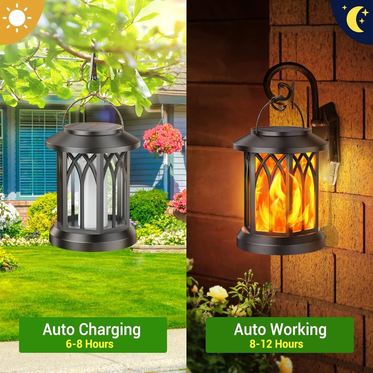 SolarSizzle™ / Flame Lantern for Cozy Outdoor Nights - Lovitzo