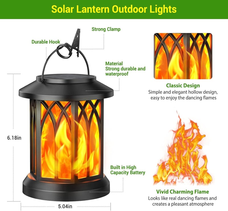 SolarSizzle™ / Flame Lantern for Cozy Outdoor Nights - Lovitzo