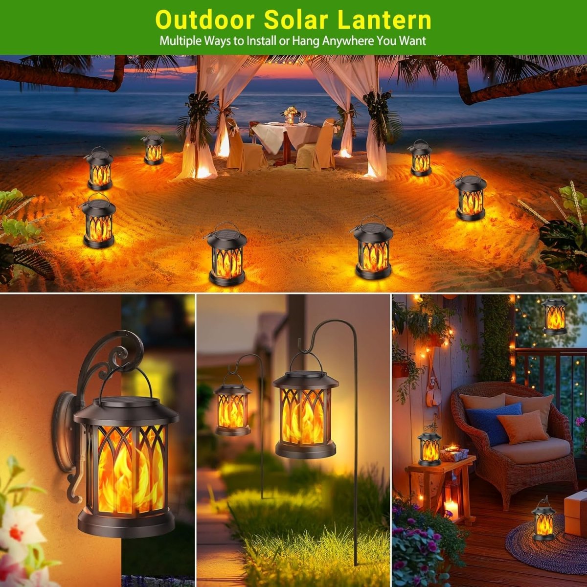 SolarSizzle™ / Flame Lantern for Cozy Outdoor Nights - Lovitzo