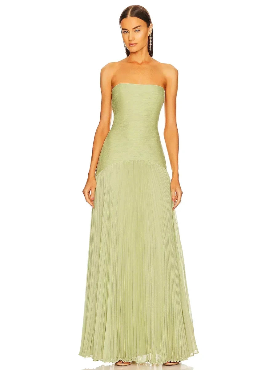 Solenne - Flowy Green Long Dress - Lovitzo