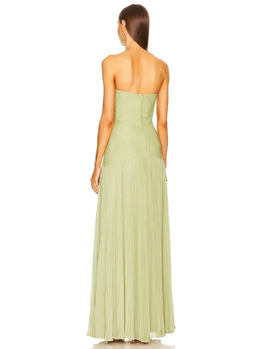 Solenne - Flowy Green Long Dress - Lovitzo