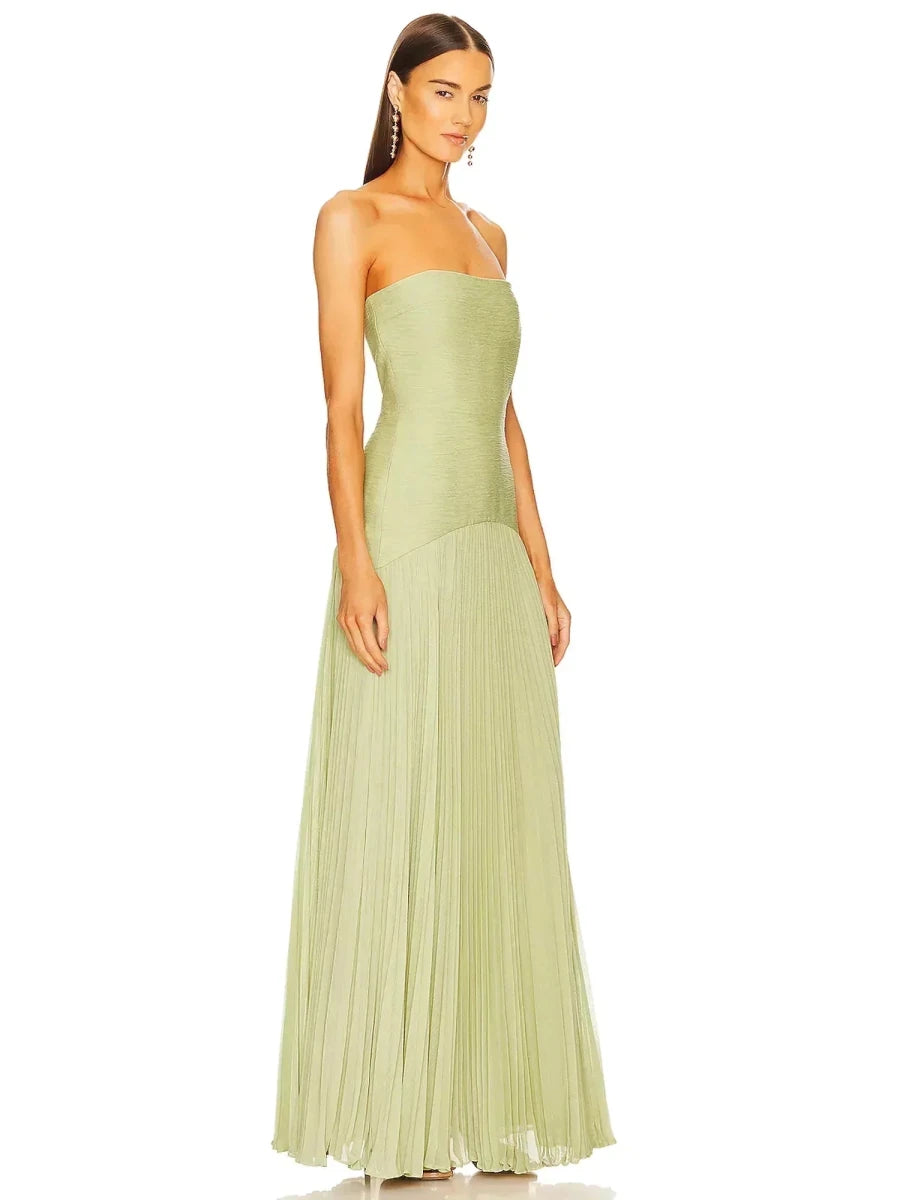 Solenne - Flowy Green Long Dress - Lovitzo