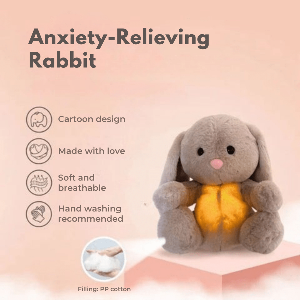 Stuffed Animal | Gentle Breathing Motion for Calm | Washable with Removable Module | CalmCuddle - Lovitzo
