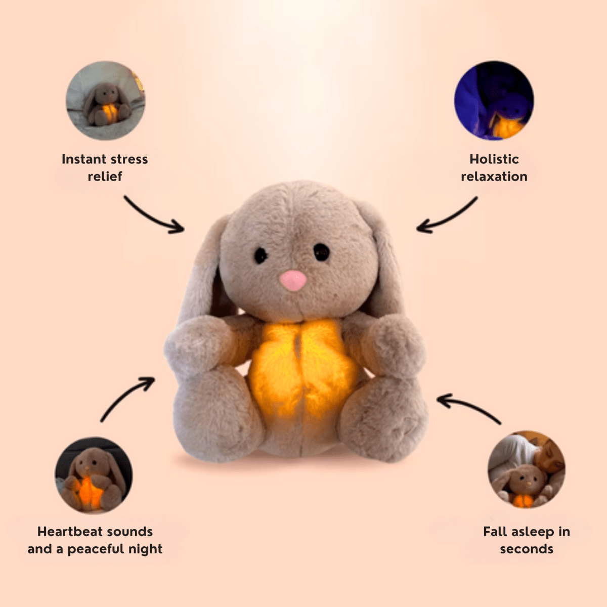 Stuffed Animal | Gentle Breathing Motion for Calm | Washable with Removable Module | CalmCuddle - Lovitzo