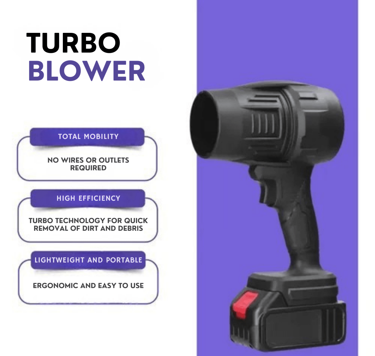 TurboTidy™ / Portable Blower for Fast Cleaning + FREE Extra Battery - Lovitzo