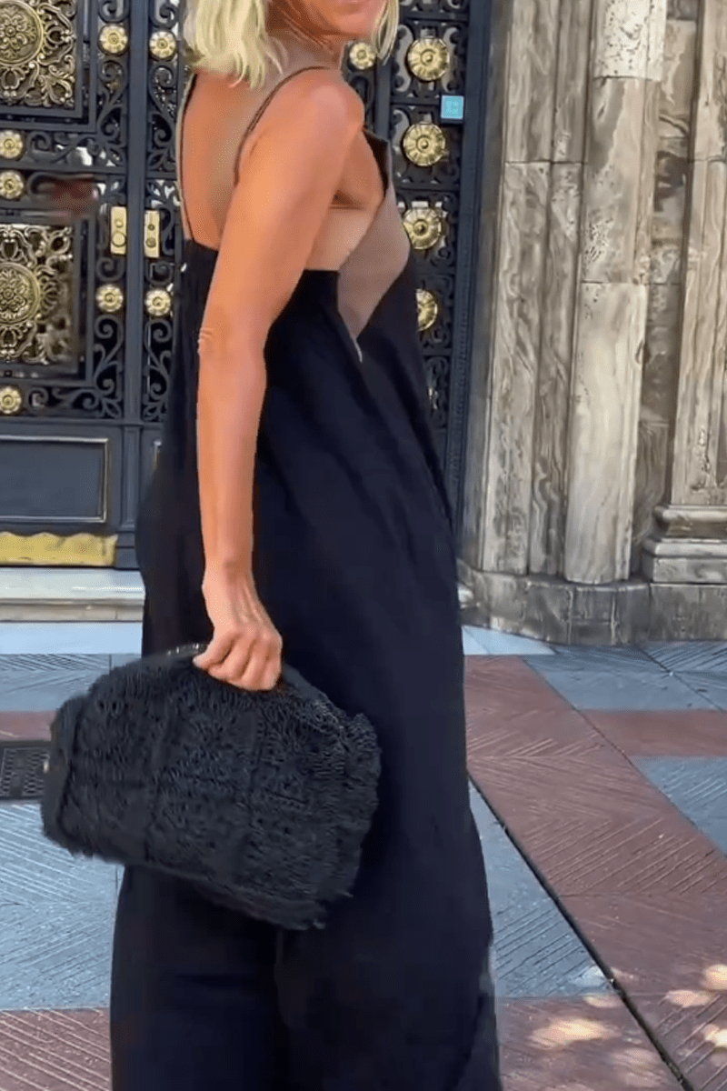 Velmisse - Cross Halter Neck Sleeveless Stitching Dress - Lovitzo