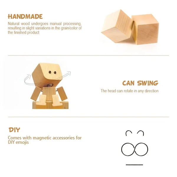 WiggleWood™ / Wooden Swing Figure with 12 Magnetic Emotions - Lovitzo