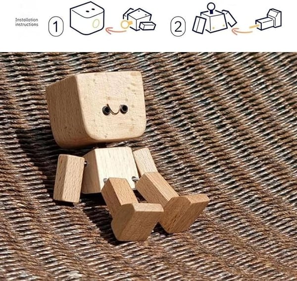 WiggleWood™ / Wooden Swing Figure with 12 Magnetic Emotions - Lovitzo
