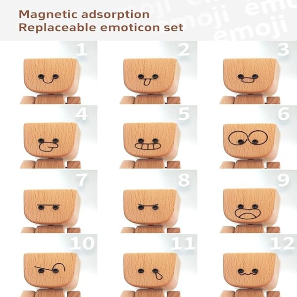 WiggleWood™ / Wooden Swing Figure with 12 Magnetic Emotions - Lovitzo