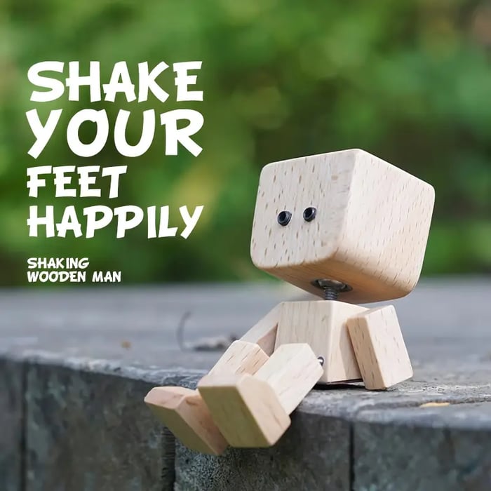 WiggleWood™ / Wooden Swing Figure with 12 Magnetic Emotions - Lovitzo