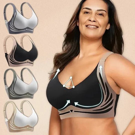 Wireless Push-Up Bra with Comfort Lift | Wide Straps & U-Back | Smoothing Fit, Breathable, Strong Wire-Free Support | BraEase - Lovitzo