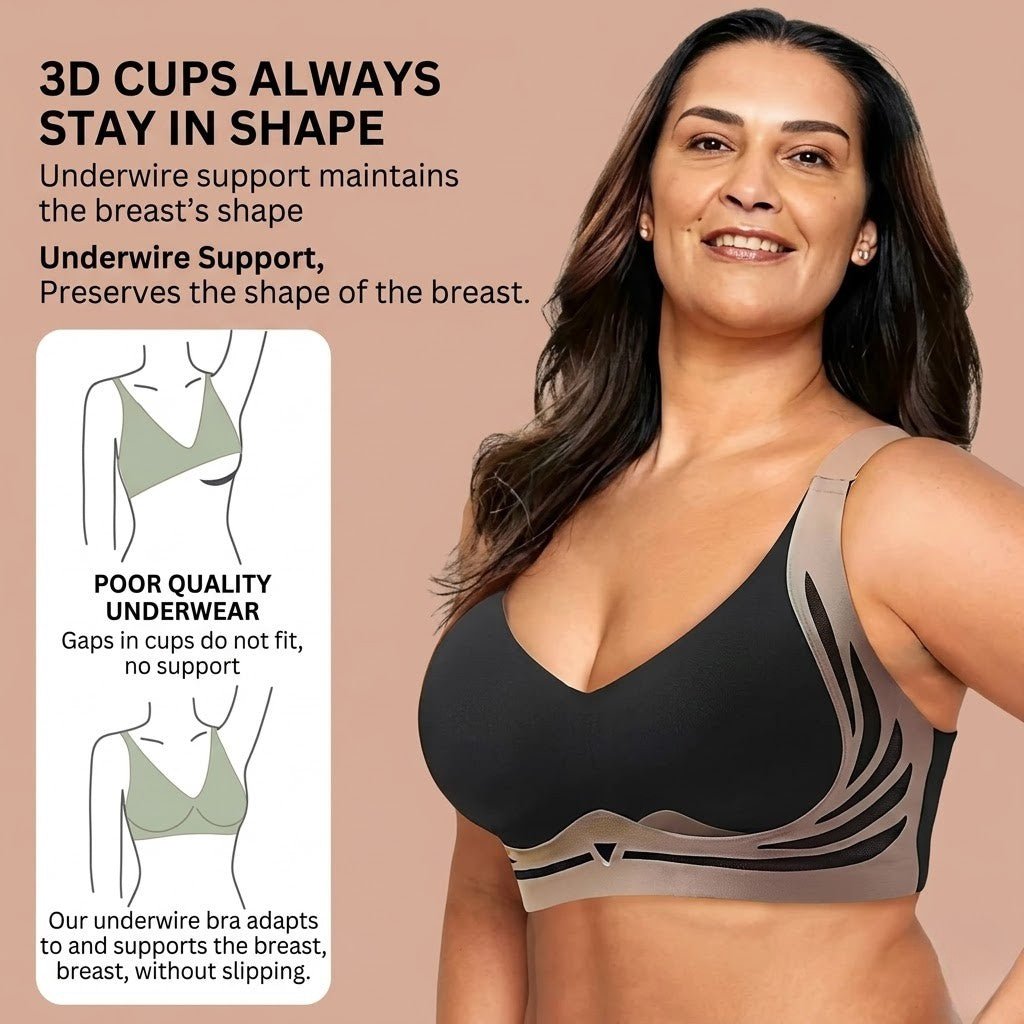 Wireless Push-Up Bra with Comfort Lift | Wide Straps & U-Back | Smoothing Fit, Breathable, Strong Wire-Free Support | BraEase - Lovitzo
