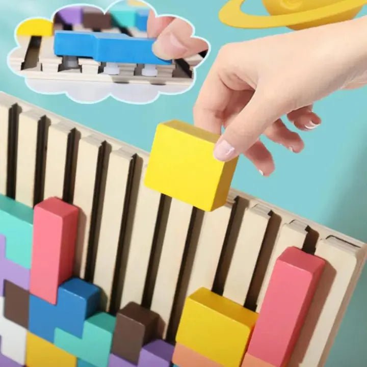 Wooden Tetris Puzzle Board – The Perfect Brain Break for Your Desk - Lovitzo