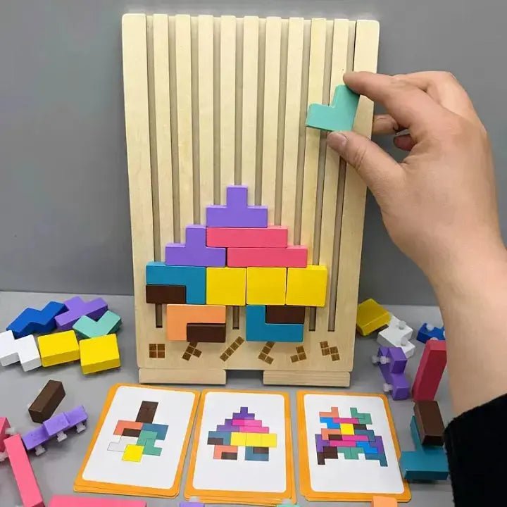 Wooden Tetris Puzzle Board – The Perfect Brain Break for Your Desk - Lovitzo