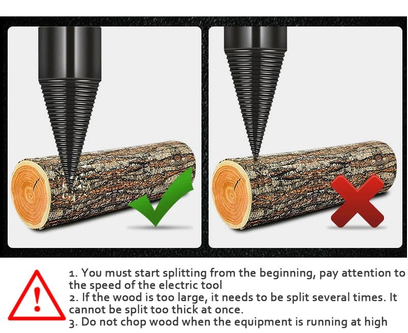 WoodWhirl™ / Drill Cone Wood Splitter with 4 Handles - Lovitzo